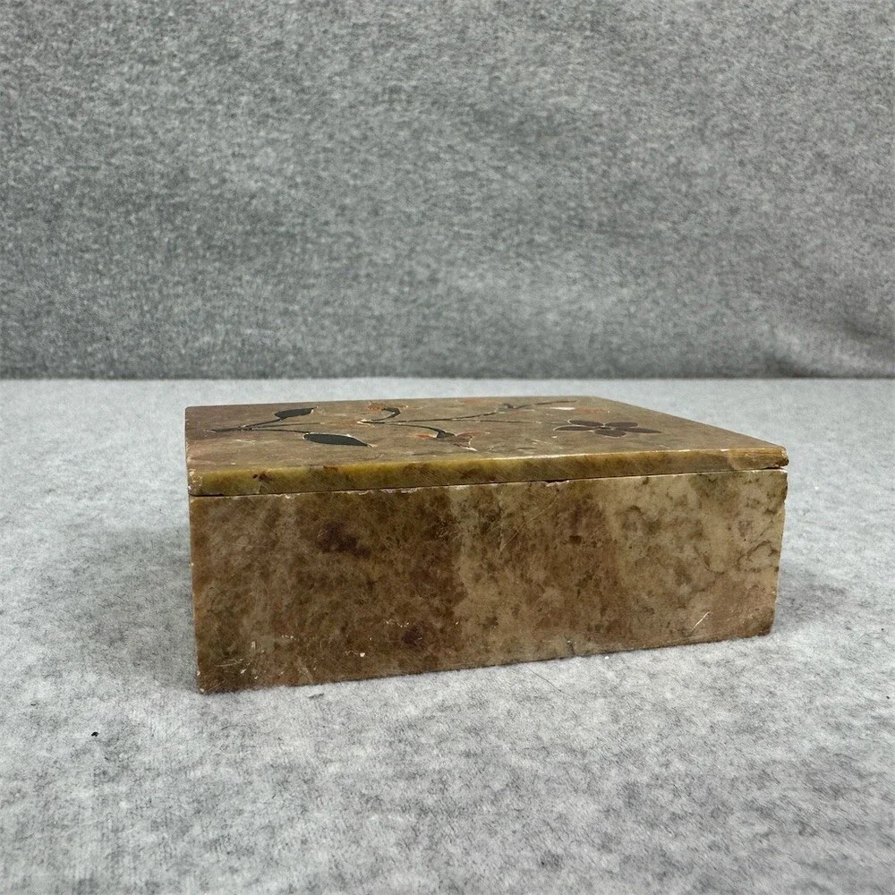 Handcrafted Brown Floral Inlay Storage Box
